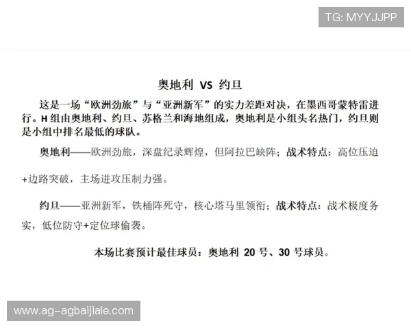 2026年世界杯奥地利VS约旦比赛直播时间及赛事实时解说全攻略